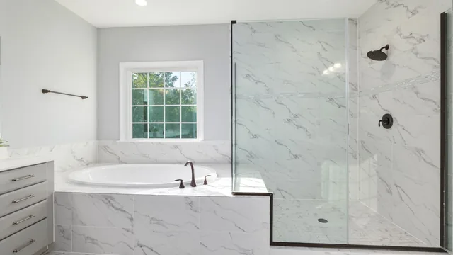 Shower built where a tub used to be in Des Moines, IA